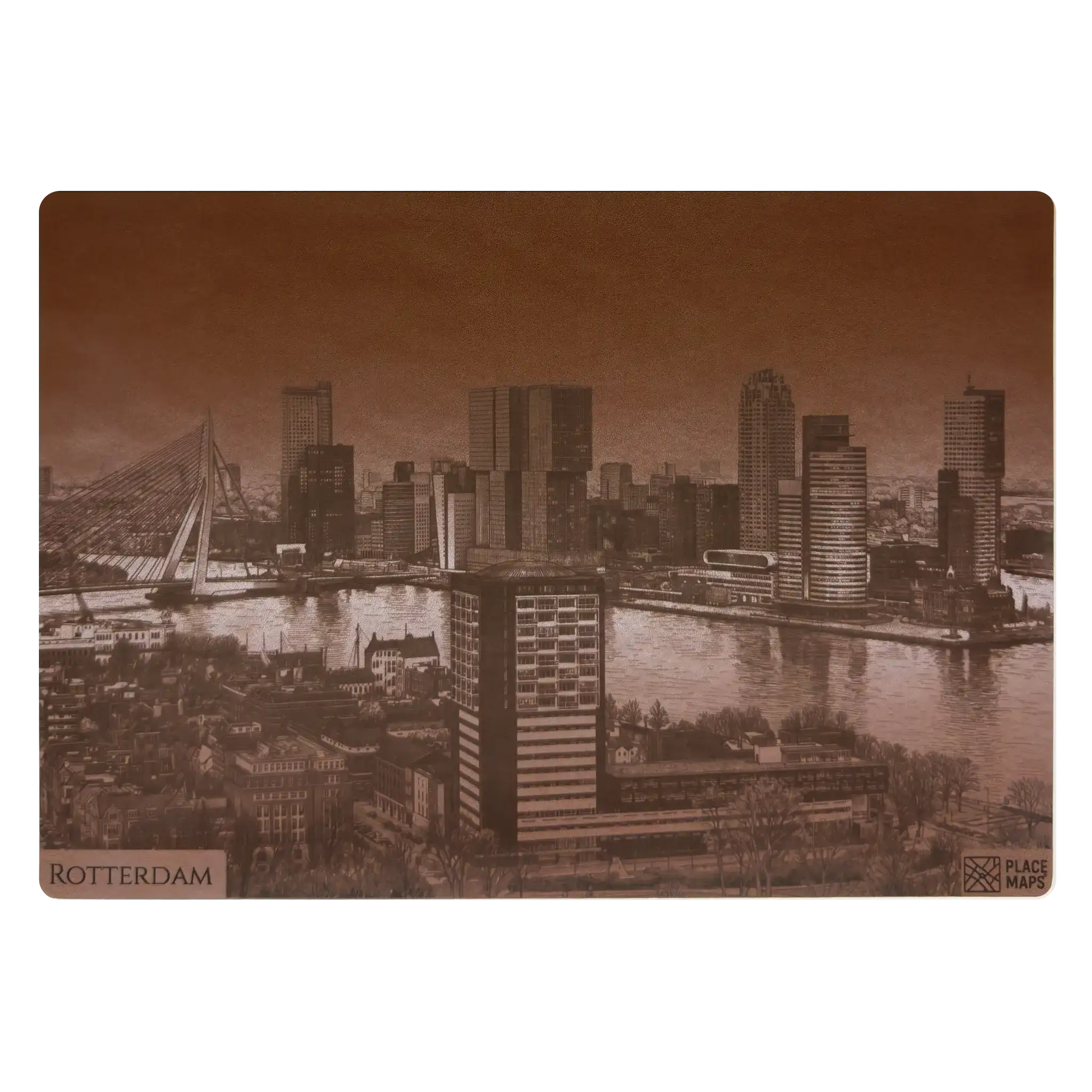 Leren Placemat Skyline Rotterdam - Erasmusbrug