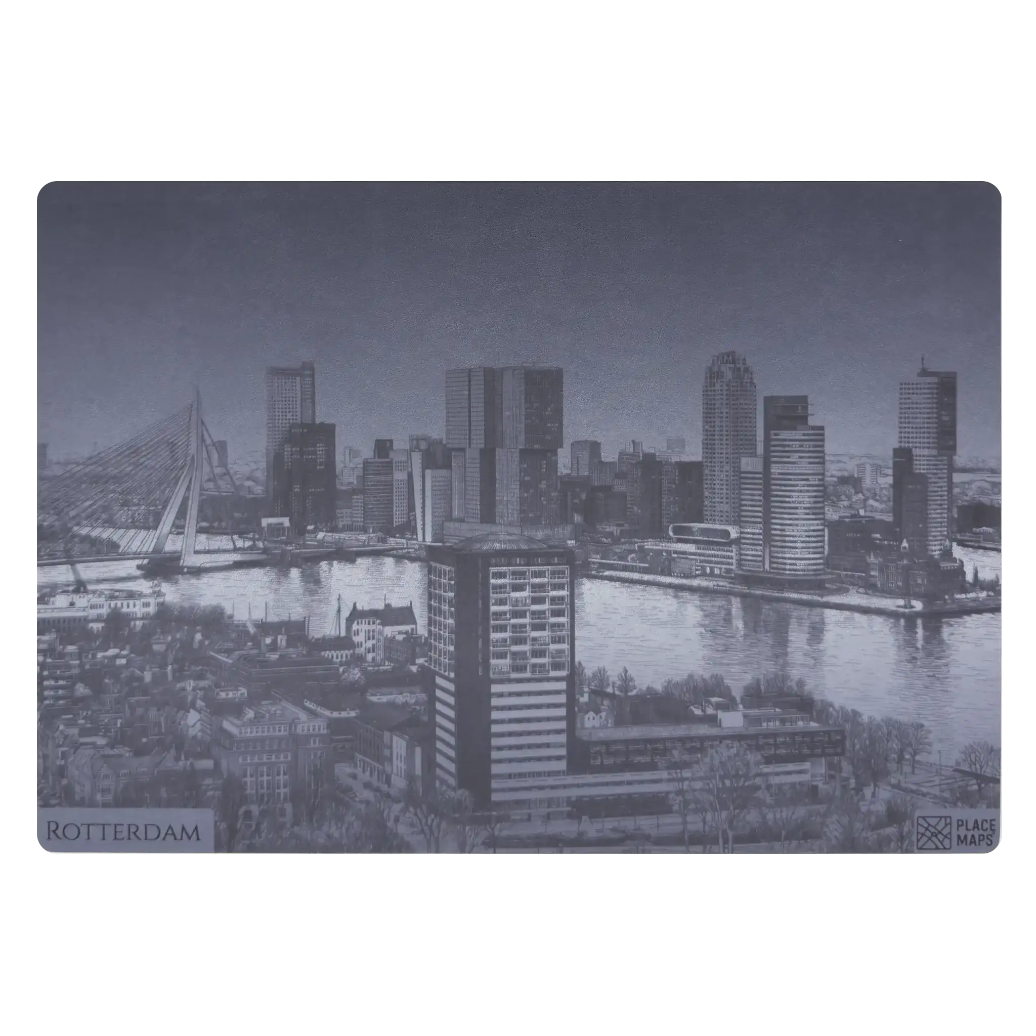Leren Placemat Skyline Rotterdam - Erasmusbrug
