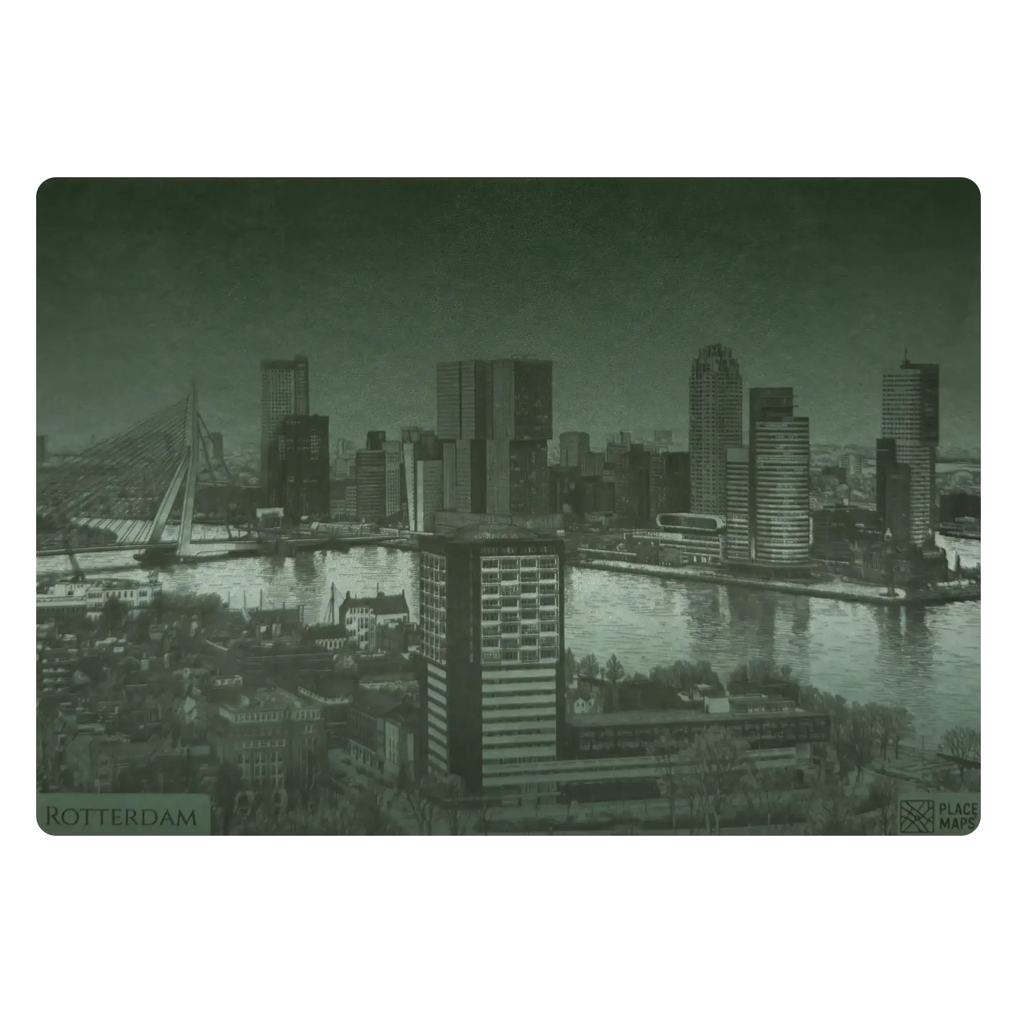 Leren Placemat Skyline Rotterdam - Erasmusbrug