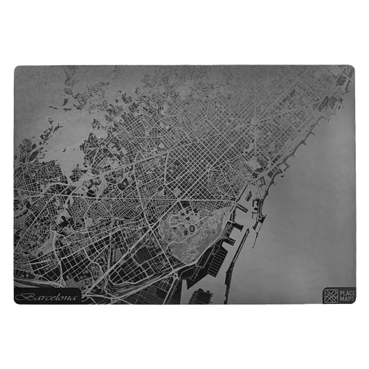 Leren Placemat Stadskaart Barcelona
